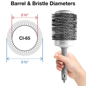 Olivia Garden close-up of ceramic-coated vented barrel, even heat distribution benefit