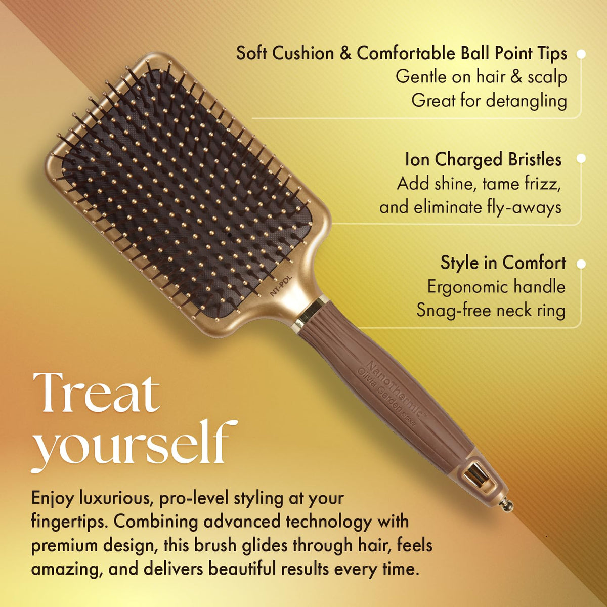 Olivia Garden NT-PDL bristle tips detail reducing tangles and breakage