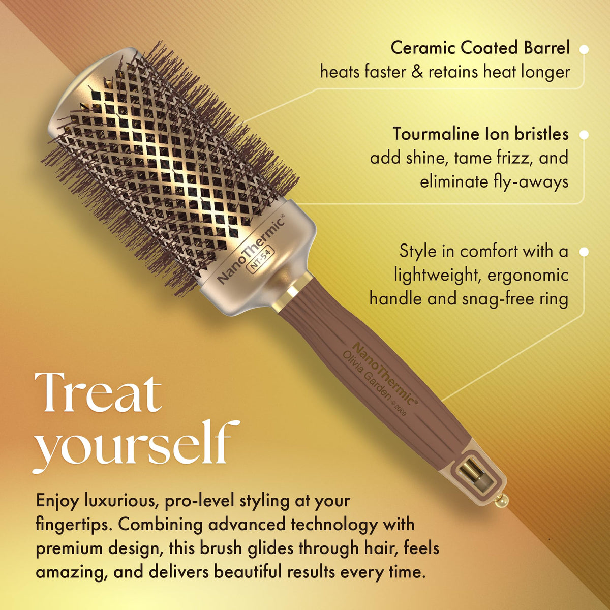 Olivia Garden NT-54 bristles detail showing soft-tip wavy bristles that protect hair