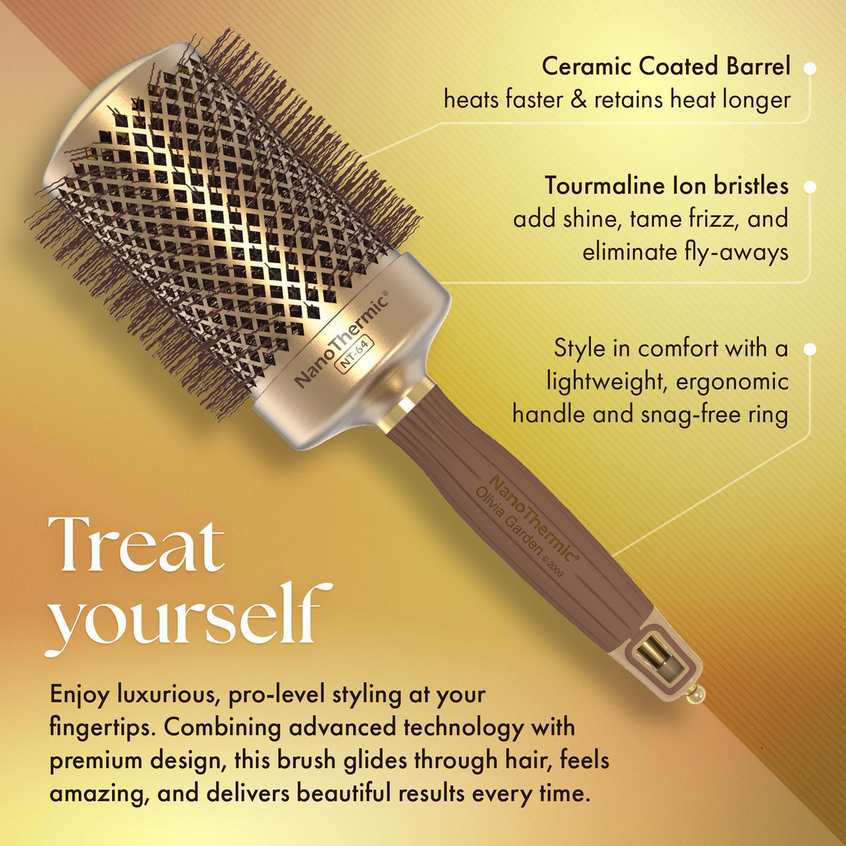 Olivia Garden bristles detail with soft tips to prevent scalp snagging