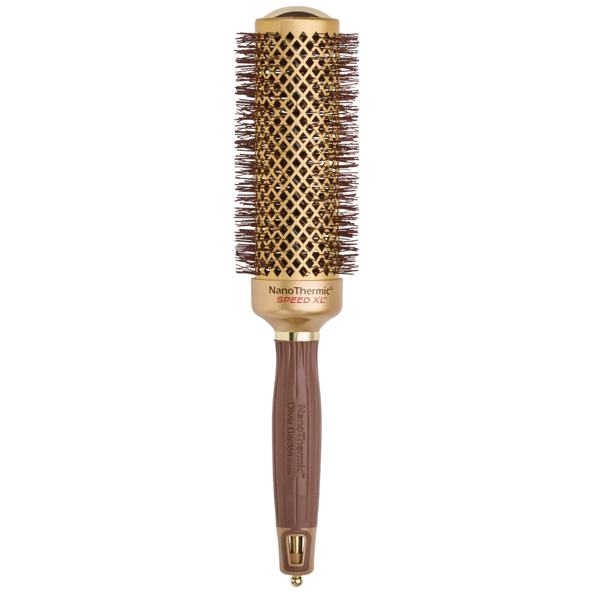 Olivia Garden NTXL-44 front view showing long ceramic barrel for faster drying