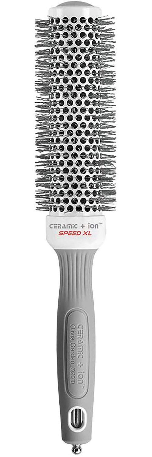 Olivia Garden front view of brush showing barrel and handle for faster drying