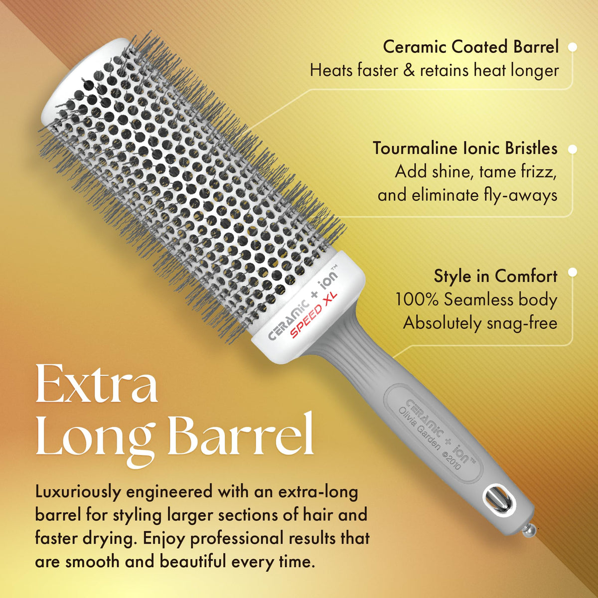 Olivia Garden Speed XL ergonomic handle for comfortable salon-style blowouts