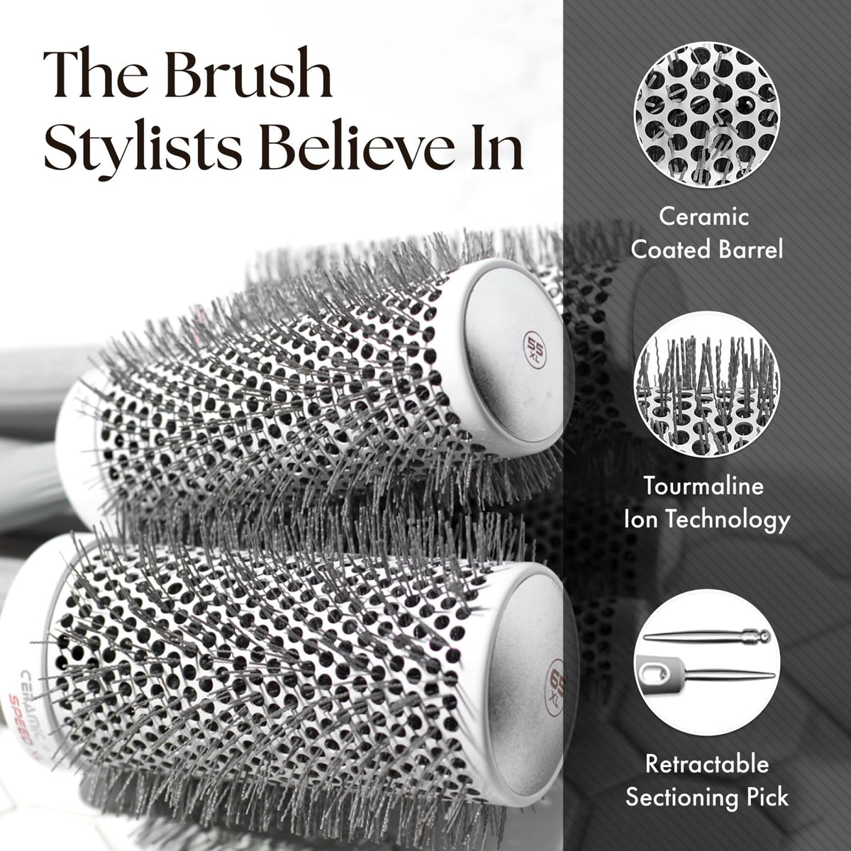 Olivia Garden retractable sectioning pick extended to part hair precisely