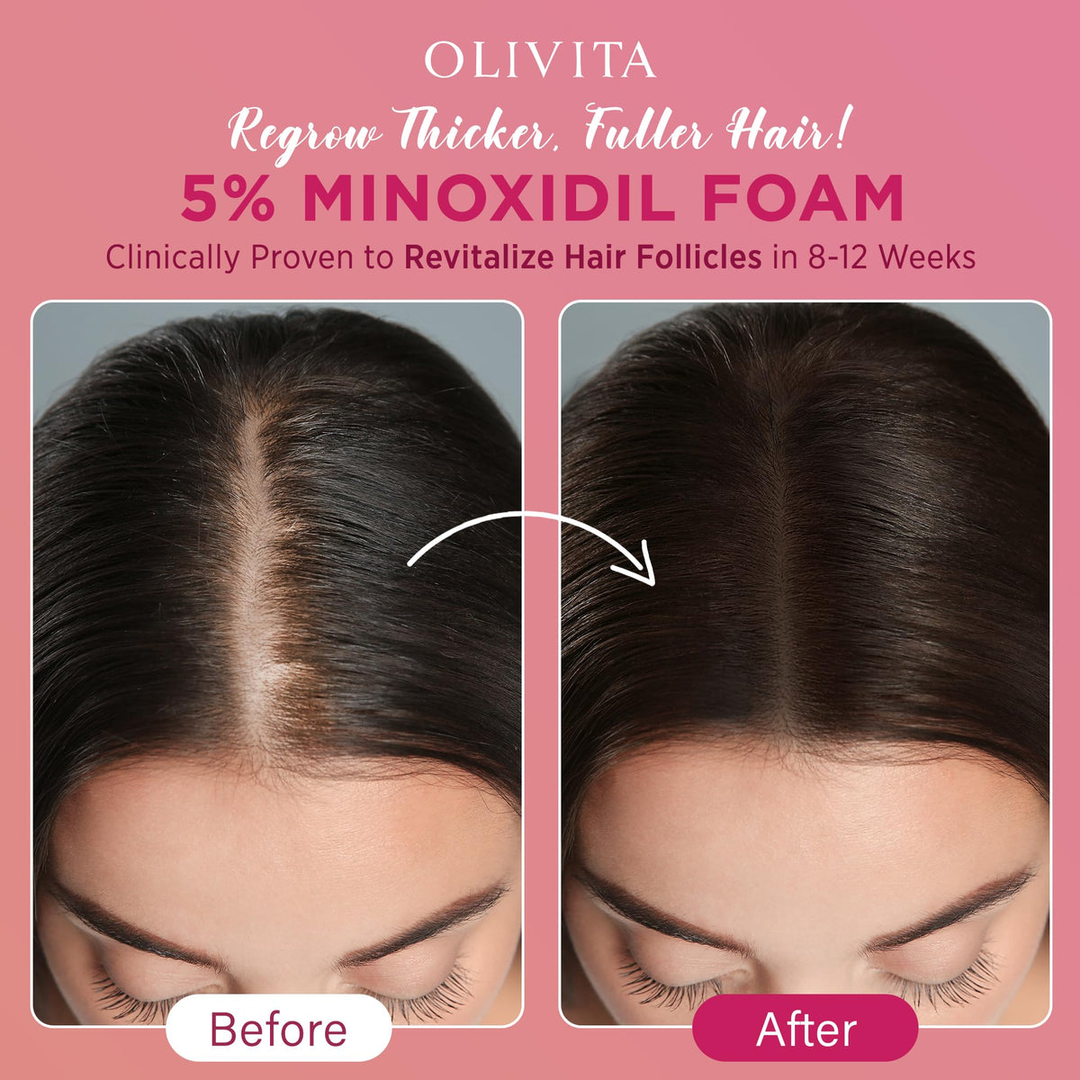 OLIVITA foam dispense from can illustrating easy, mess-free application benefit