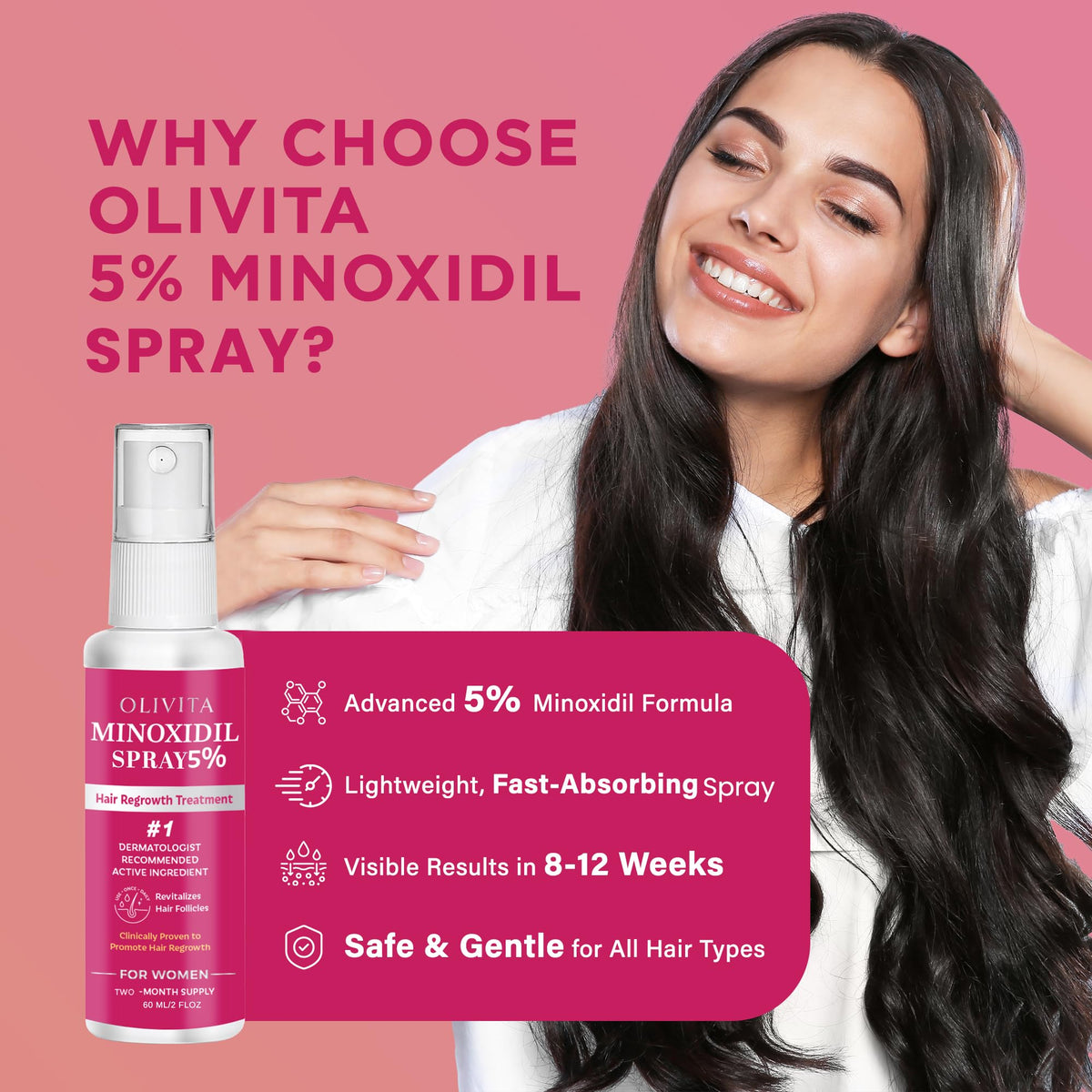 OLIVITA being applied to scalp closeup, showing targeted coverage for thinning areas