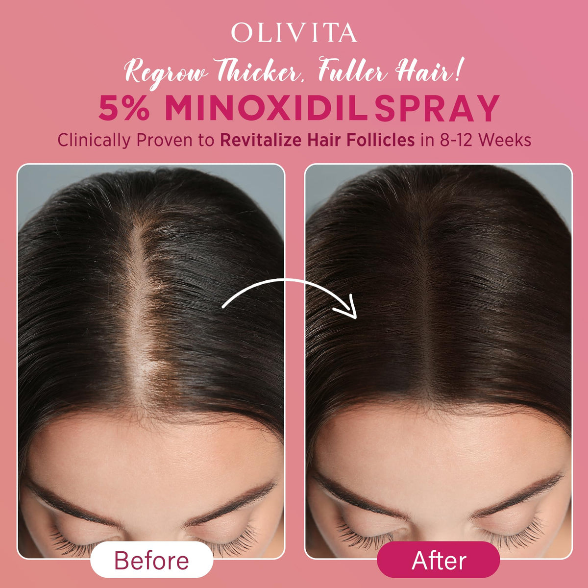 Woman using OLIVITA spray in morning routine, illustrating easy daily application benefit