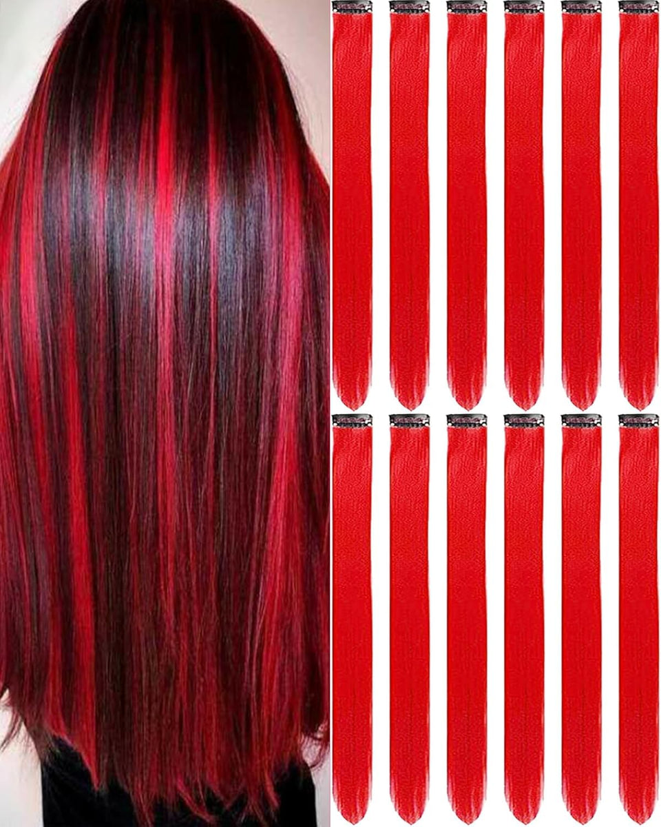 Olldag front packaging showing vibrant red clip-in extensions for bold looks