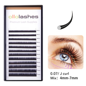 OLLOLASHES close-up of neat lash roots highlighting no glue residue