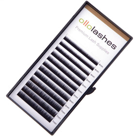 OLLOLASHES front tray showing mixed 4–7mm lashes and easy pickup benefit
