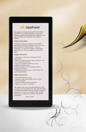 OLLOLASHES tray on a studio counter illustrating salon-ready convenience