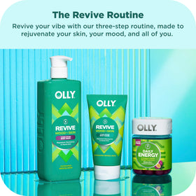OLLY pump and label detail highlighting ingredients and clarity