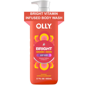 OLLY front bottle showing label and citrus currant scent for uplifting showers