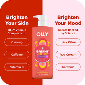 OLLY rich lather on loofah demonstrating gentle, hydrating foam