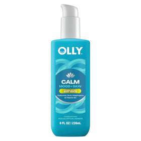OLLY bottle front packaging showing label and calming eucalyptus-amber scent benefit