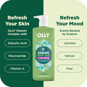 OLLY bottle in shower scene showing use and mood-refreshing scent