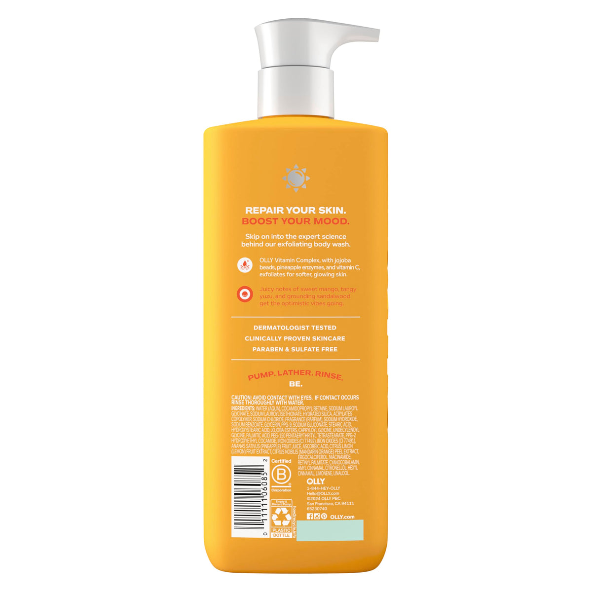OLLY jojoba beads close-up revealing gentle exfoliation texture and smoothing benefit