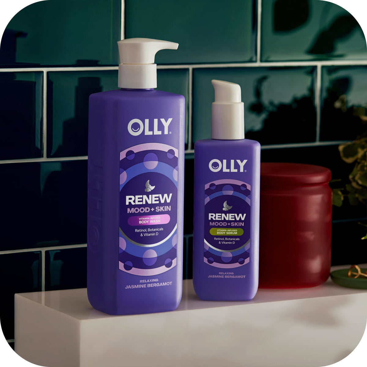 OLLY label close-up revealing vitamin D, retinol, and botanical benefits