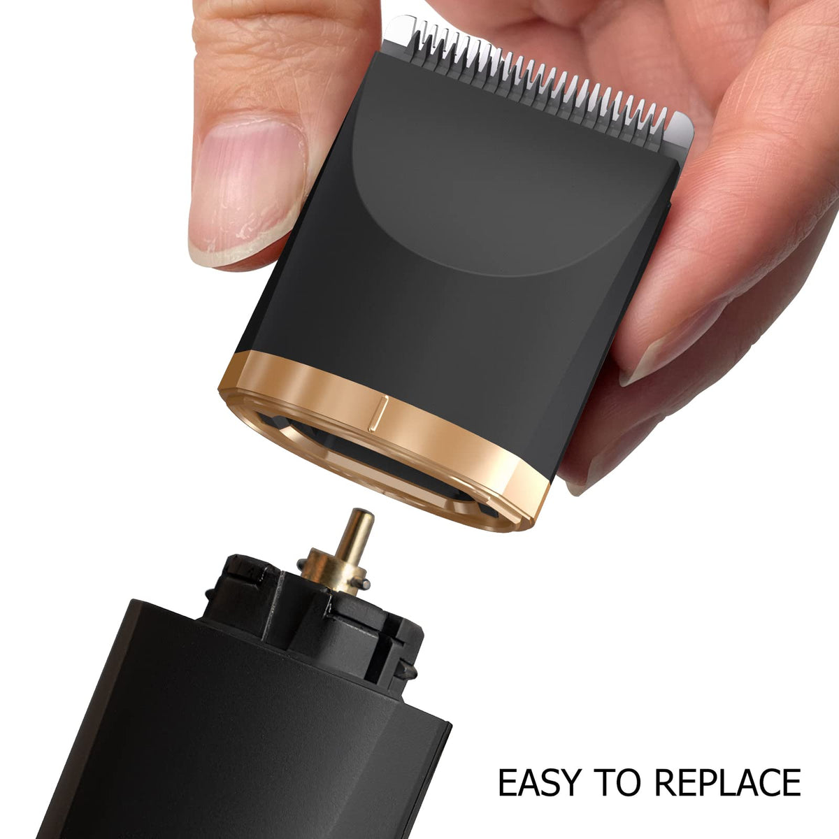 OLOV detail black foil top illustrating gentle contact and safety benefit