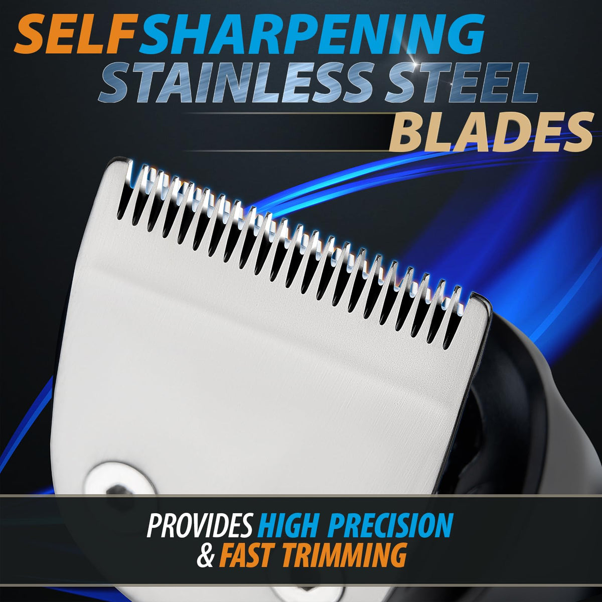 OLOV For Man array of attachments displayed to show versatility for face and body grooming