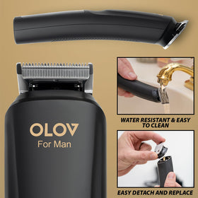 OLOV For Man held in hand to show size and ergonomic non-slip grip for secure handling