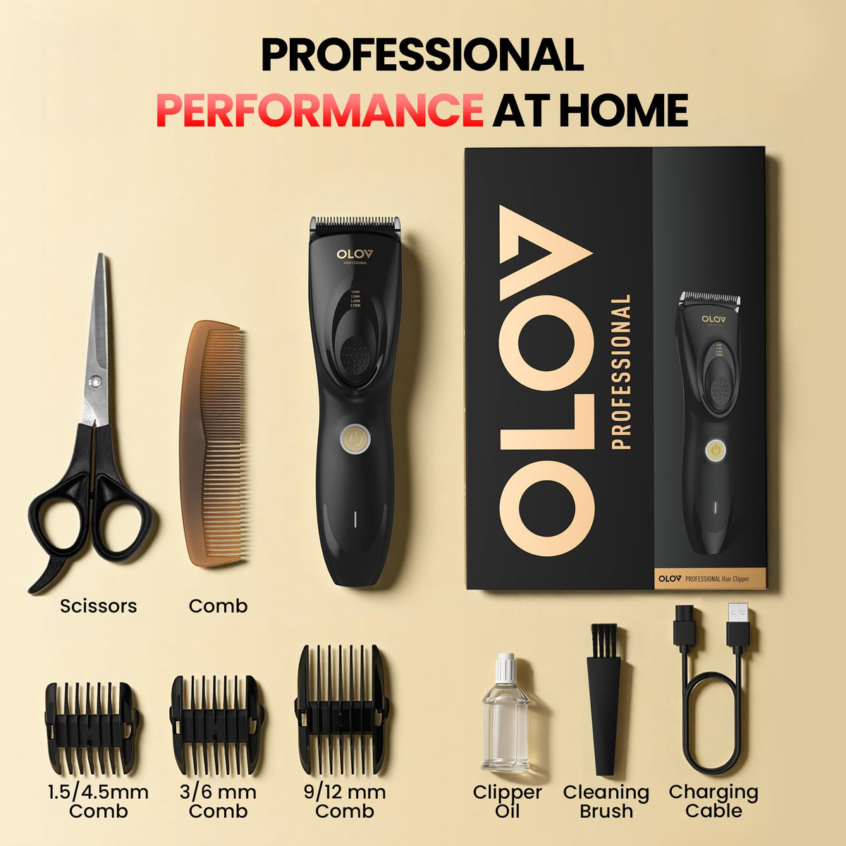 OLOV PROFESSIONAL plugged in charging to illustrate quick recharge and travel readiness