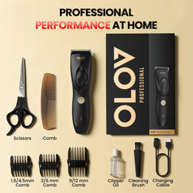 OLOV PROFESSIONAL plugged in charging to illustrate quick recharge and travel readiness