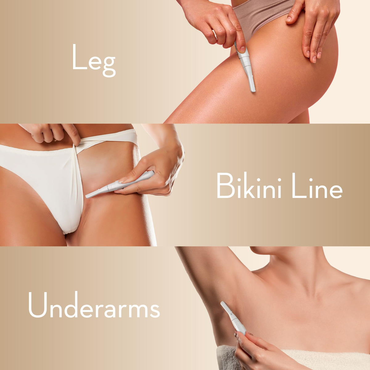 OLOV slim handheld in use trimming eyebrow area for precise, painless shaping