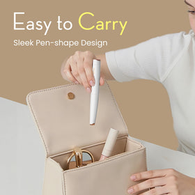 OLOV slim tucked inside a cosmetics bag ready for on-the-go touch-ups