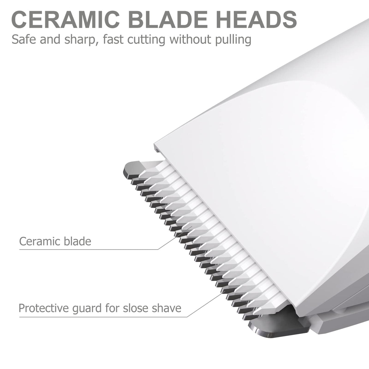 OLOV trimmer pictured with two adjustable guards for customizable hair lengths