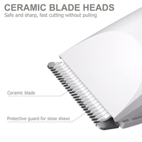 OLOV trimmer pictured with two adjustable guards for customizable hair lengths