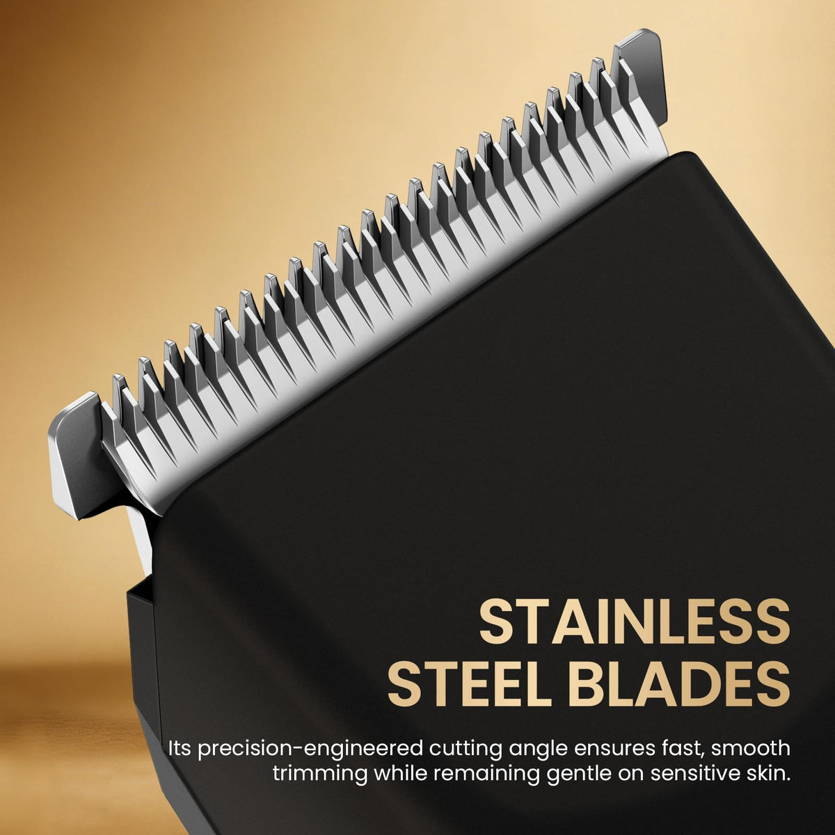 OLOV X stainless steel blade detail highlighting sharp edges that reduce pulling
