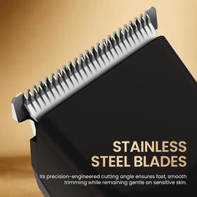 OLOV X stainless steel blade detail highlighting sharp edges that reduce pulling