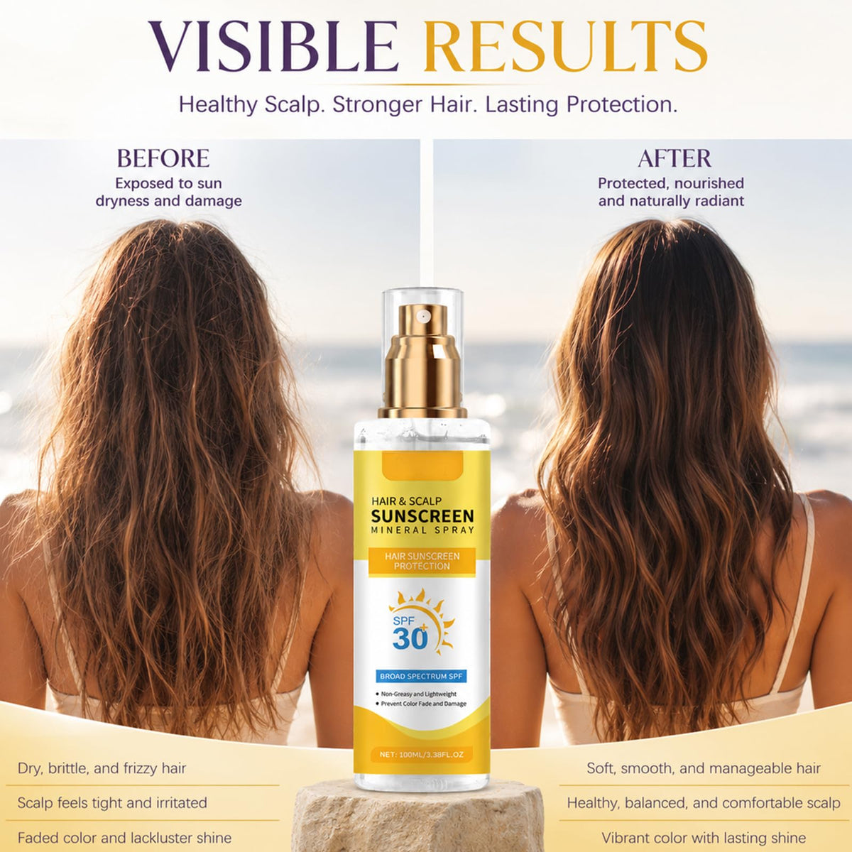 Omexry applied to scalp partline for targeted sun protection