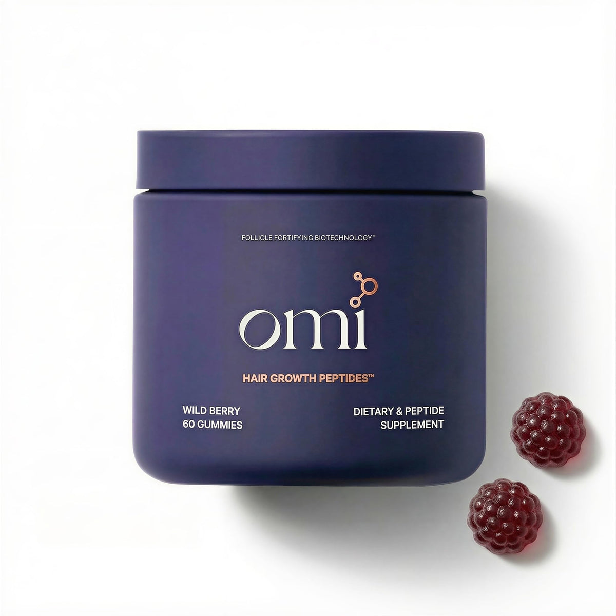 OMI WELLBEAUTY front packaging showing wild berry 60-count and benefits