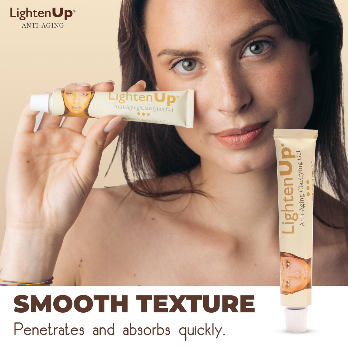 OMIC Lighten-Up applied on hand demonstrating smooth spreadability for oily skin