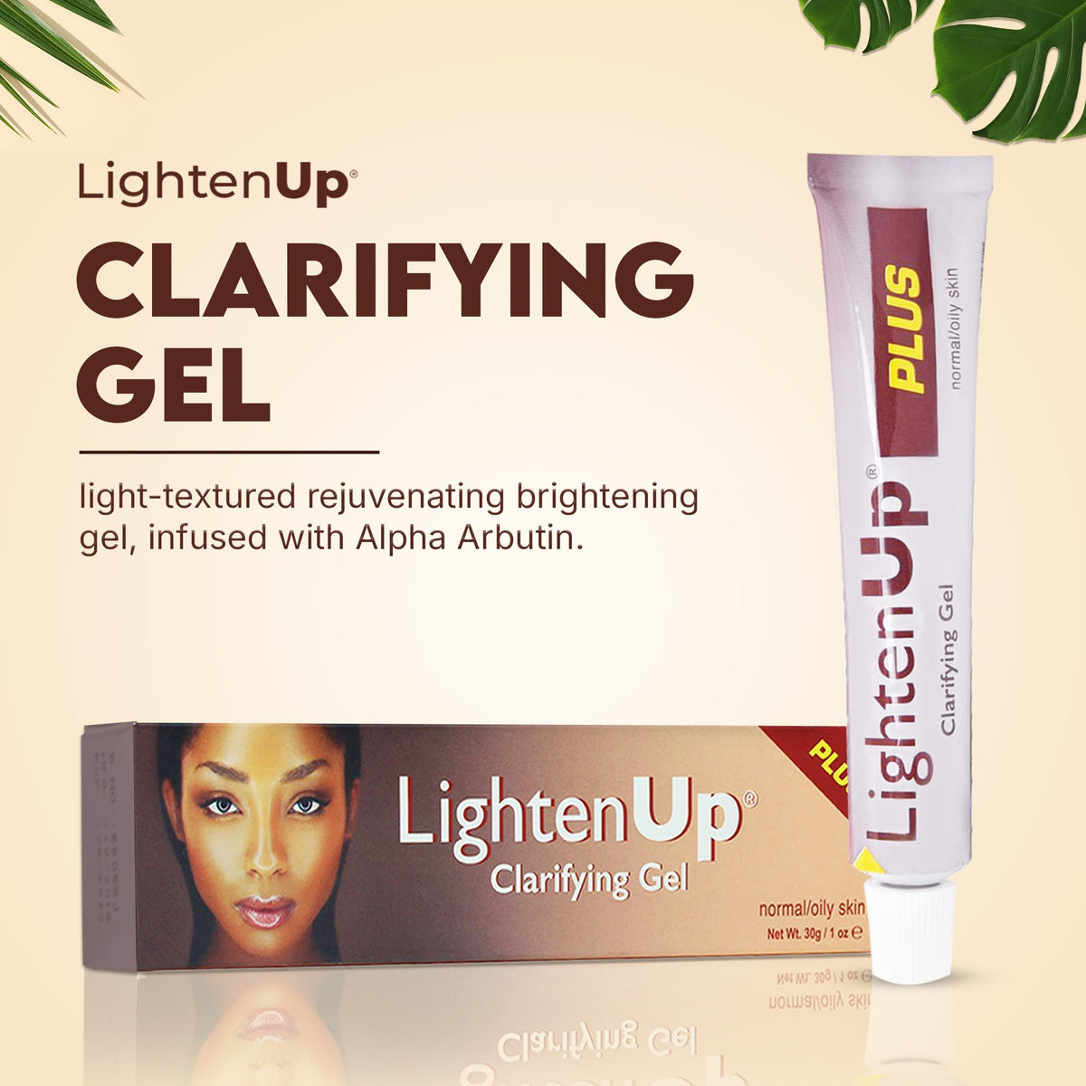 OMIC Lighten-Up Plus gel texture on fingertip highlighting lightweight absorption benefit