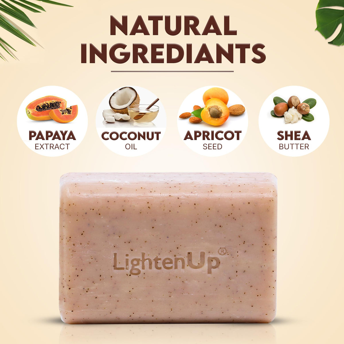 OMIC Lighten-Up apricot ingredient shot highlighting natural brightening benefits