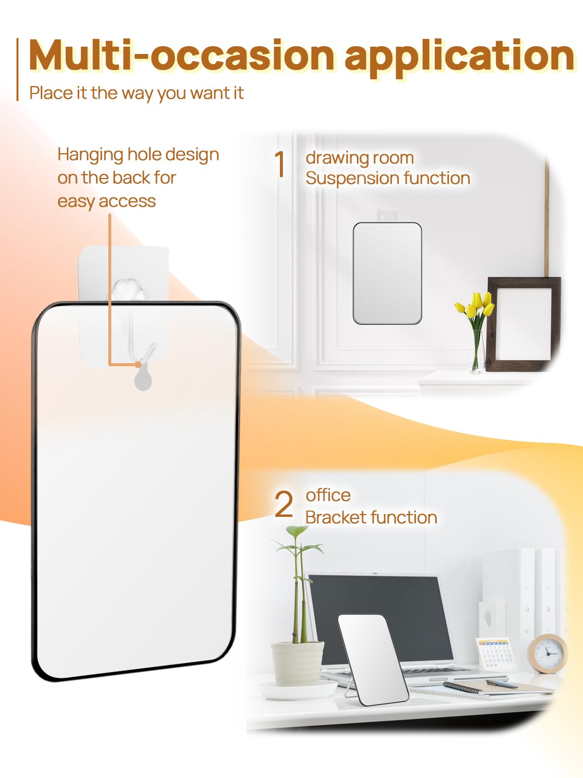 OMIRO back with drop-shaped hanging hole for space-saving wall placement