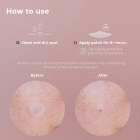 OMMA patch on bathroom vanity with skincare items illustrating daily routine compatibility