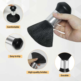 Omvoina neck duster bristles close-up highlighting soft bristles for gentle removal