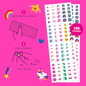 Omy display of varied sticker sizes to fit different child nail widths and shapes