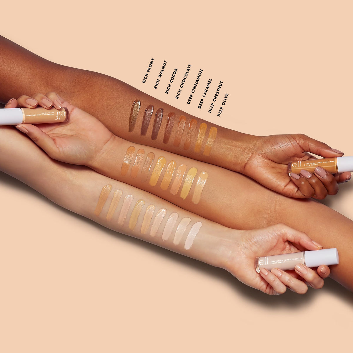 e.l.f. before and after on skin demonstrating blemish coverage and natural-looking correction benefit