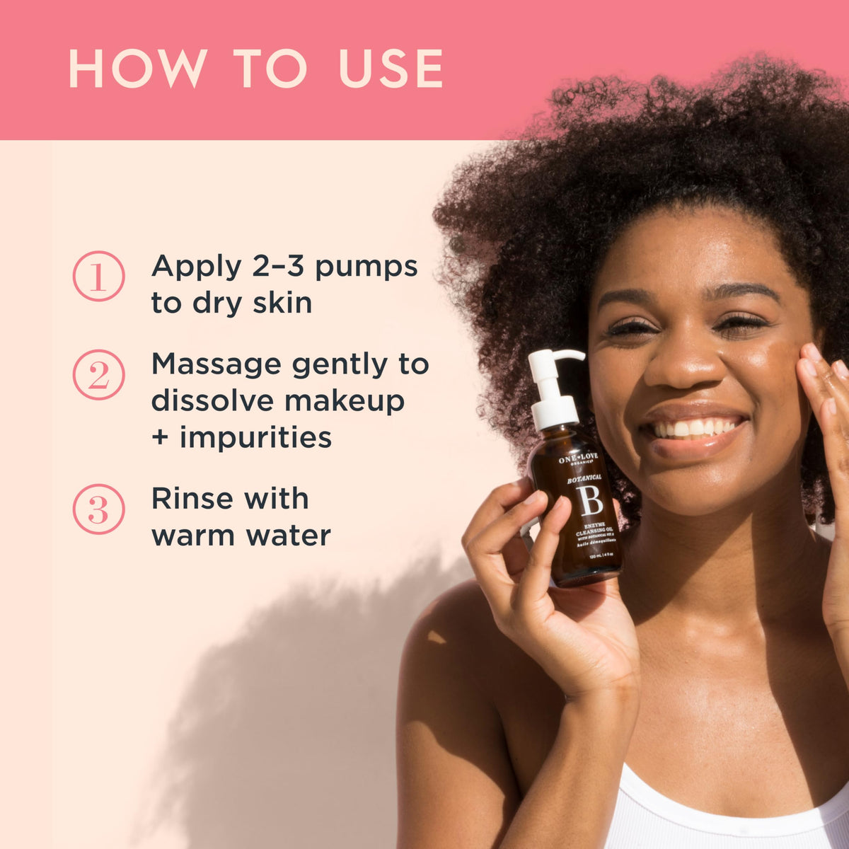 One Love Organics being massaged to remove makeup for clean skin