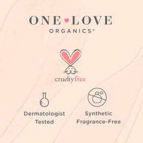 One Love Organics on bathroom vanity conveying gentle self-care ritual