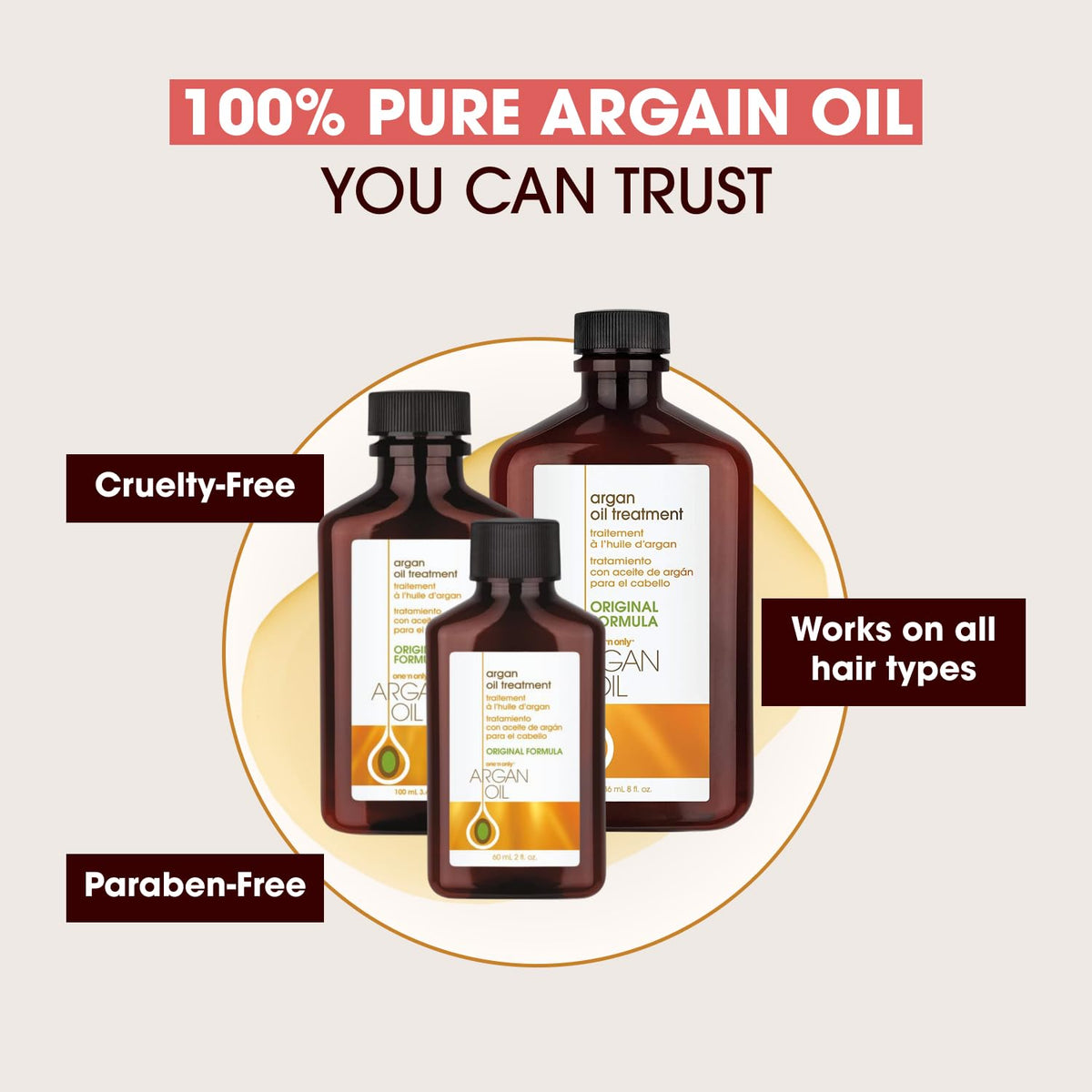 One 'n Only applying oil to curly hair, highlights frizz control benefit