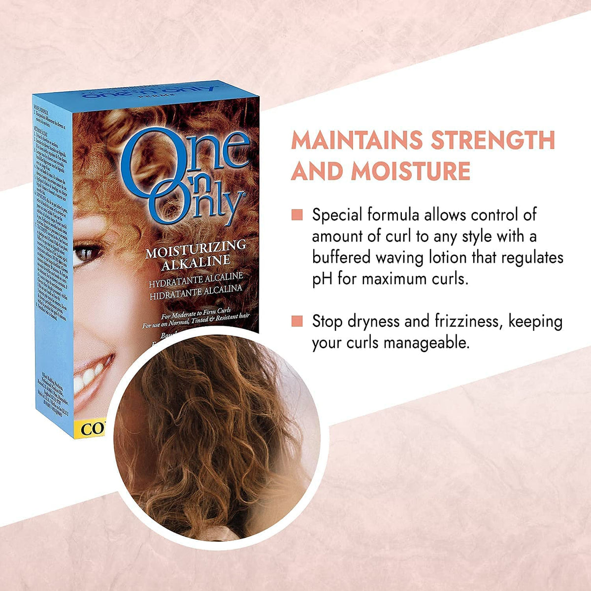 One 'N Only argan oil close-up highlighting moisturizing benefit during perm