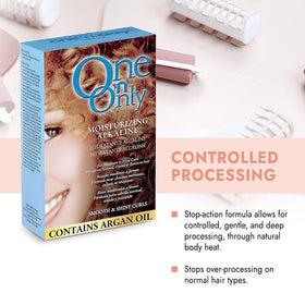 One 'N Only perm texture on hair showing defined, shiny curl formation