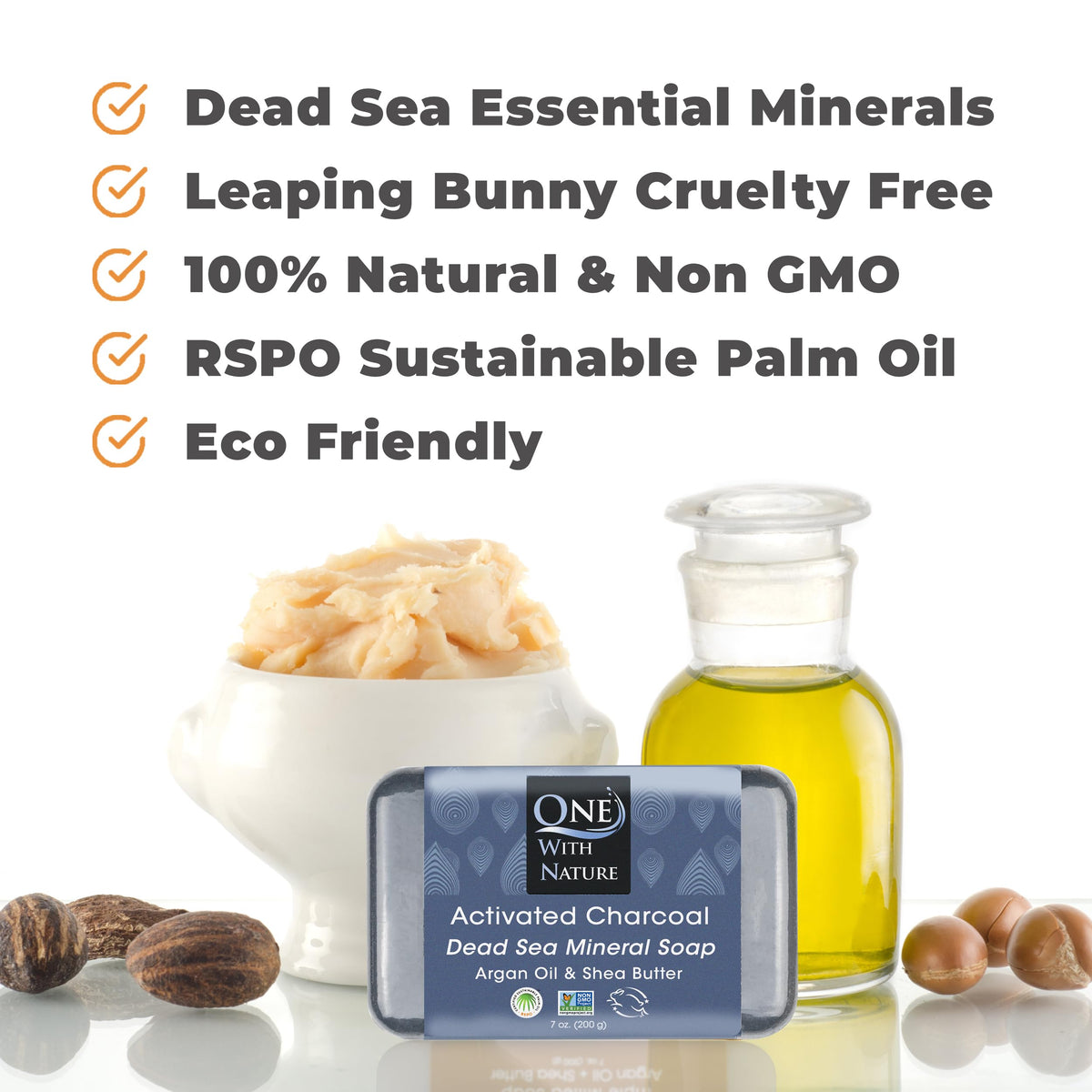 One With Nature foamy lather on hand demonstrating cleansing performance