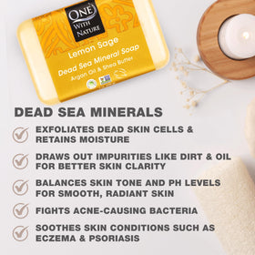 One With Nature close-up of soap texture showing mineral salt crystals for gentle exfoliation